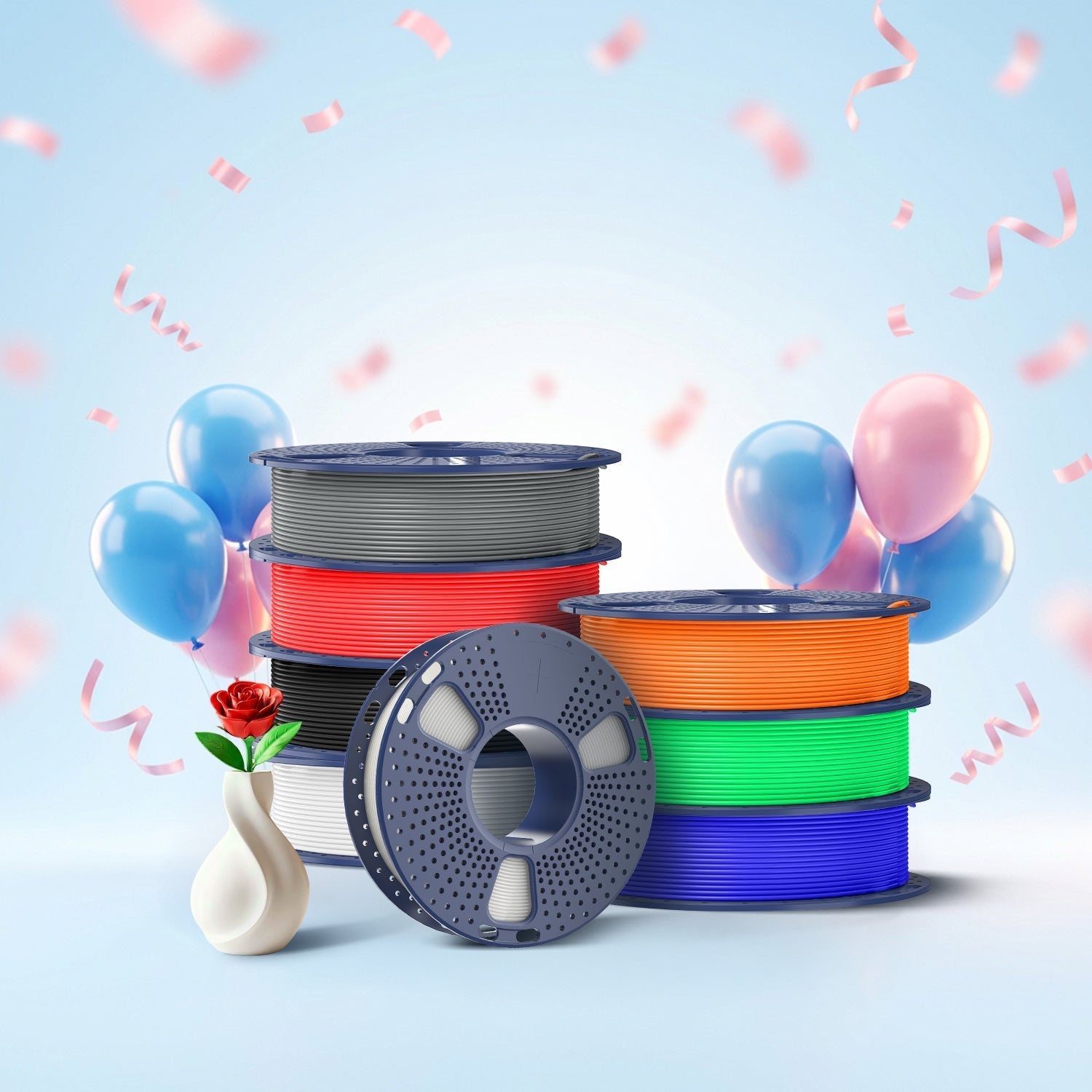 250g Spool PLA, PLA+, PLA+2.0, PLA Meta Multicolor Filament Bundle, 250g*8 Rolls Main image