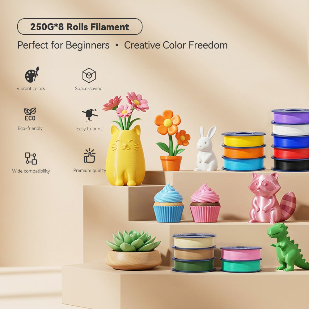 250g Spool PLA, PLA+, PLA+2.0, PLA Meta Multicolor Filament Bundle, 250g*8 Rolls Secondary image