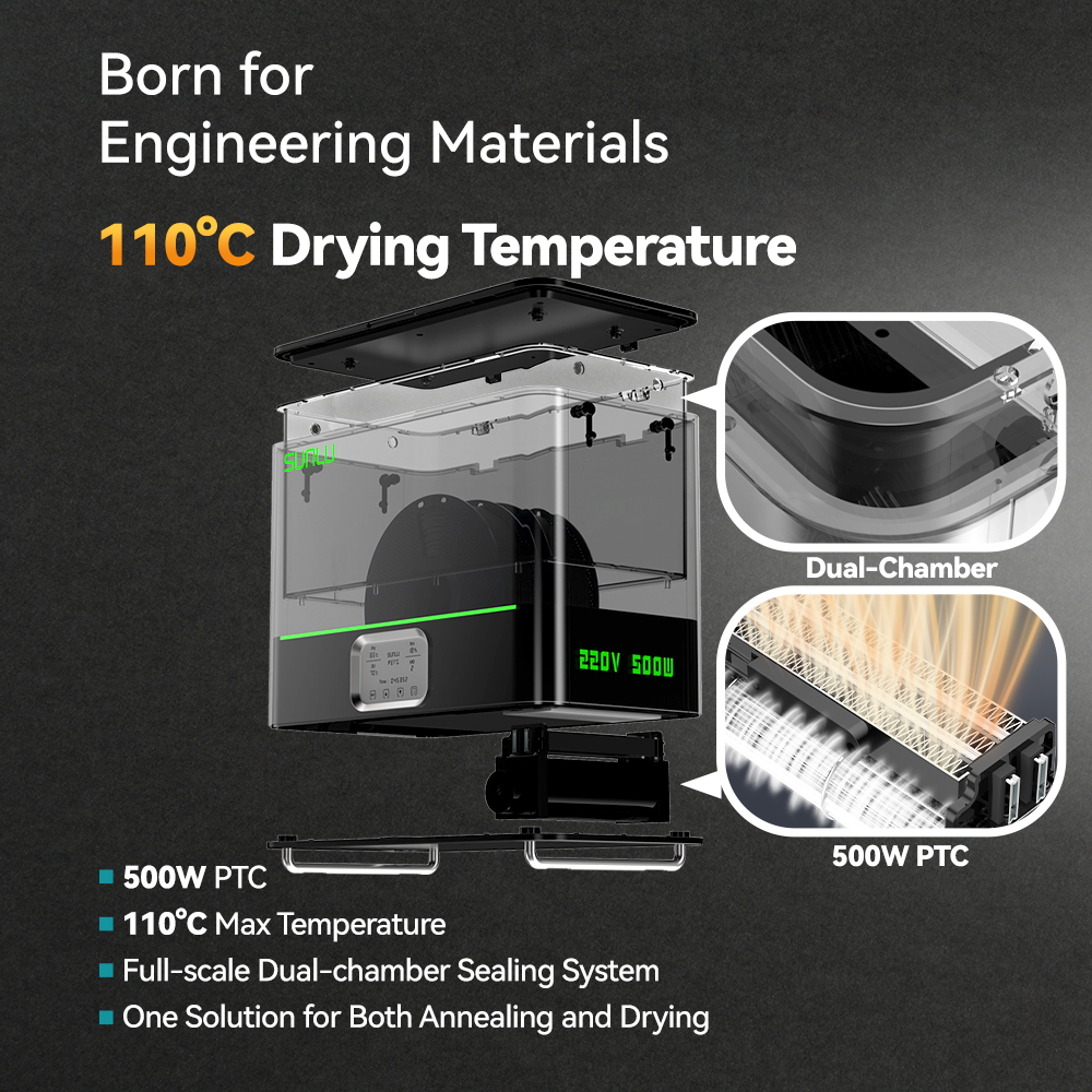 FilaDryer E2, Up to 110℃, Professional Drying and Annealing, Born for Engineering 3D Printing Filaments